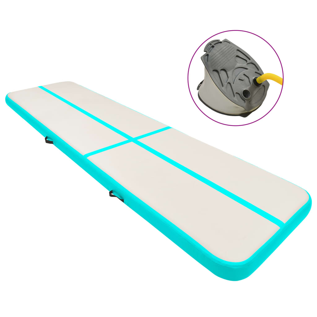 Berkfield Inflatable Gymnastics Mat with Pump 700x100x20 cm PVC Green