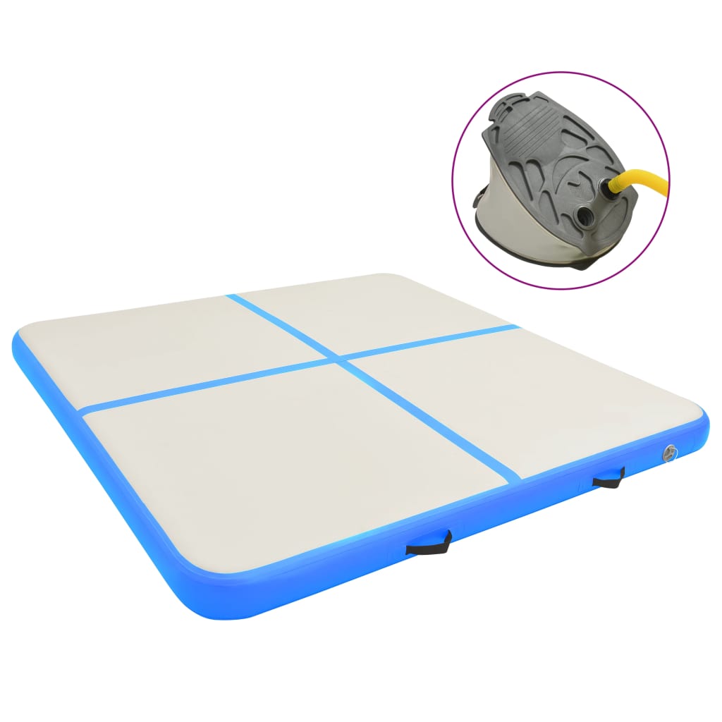 Berkfield Inflatable Gymnastics Mat with Pump 200x200x20 cm PVC Blue