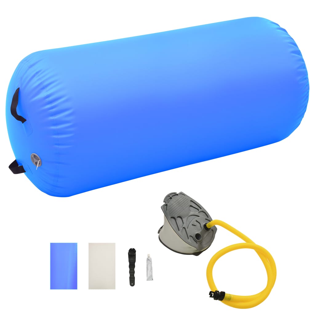 Berkfield Inflatable Gymnastic Roll with Pump 120x75 cm PVC Blue