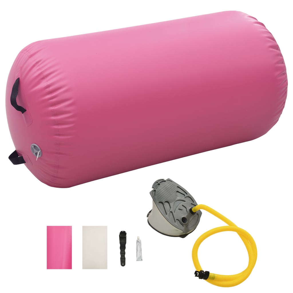 Berkfield Inflatable Gymnastic Roll with Pump 120x90 cm PVC Pink