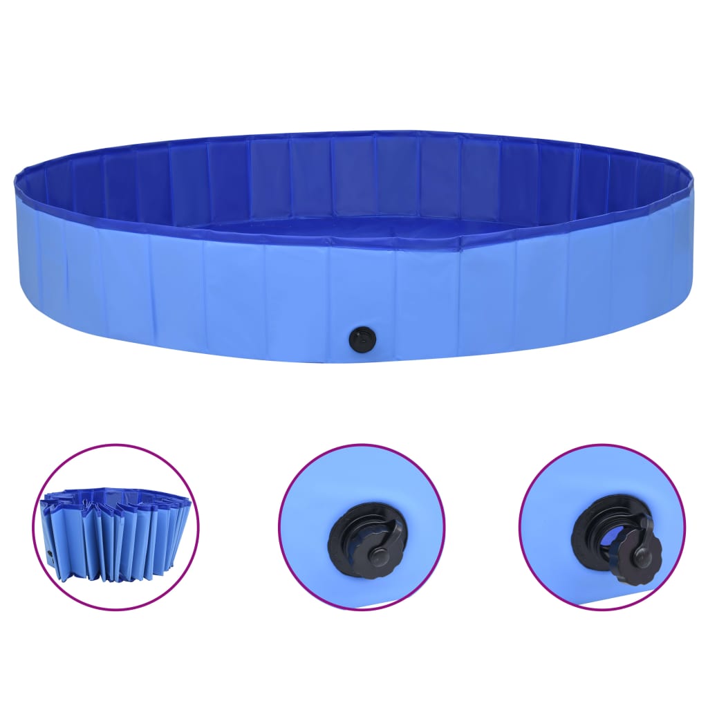 Berkfield Foldable Dog Swimming Pool Blue 300x40 cm PVC