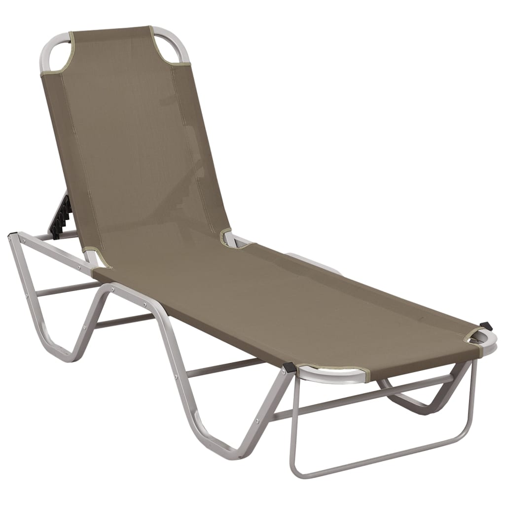 Berkfield Sun Lounger Aluminium and Textilene Taupe