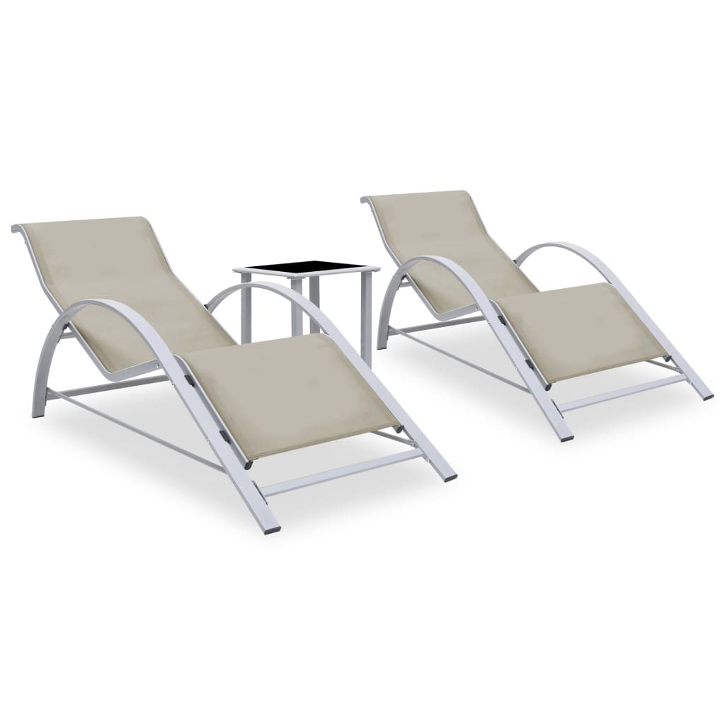 Berkfield Sun Loungers 2 pcs with Table Aluminium Cream