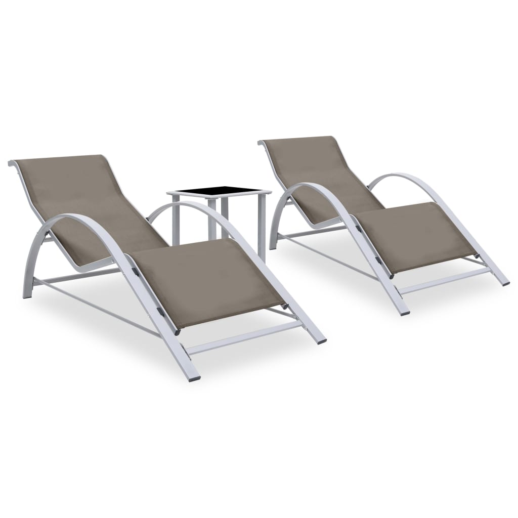 Berkfield Sun Loungers 2 pcs with Table Aluminium Taupe