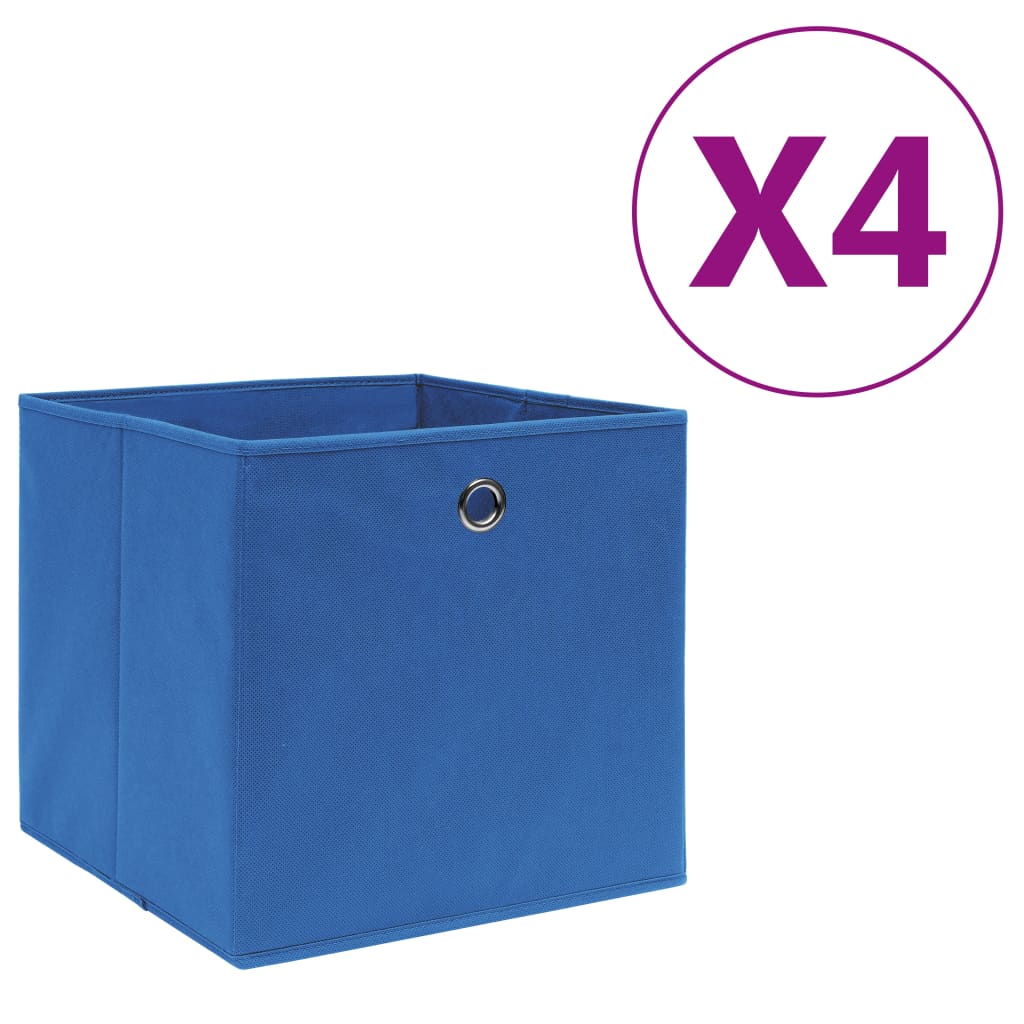 Berkfield Storage Boxes 4 pcs Non-woven Fabric 28x28x28 cm Blue
