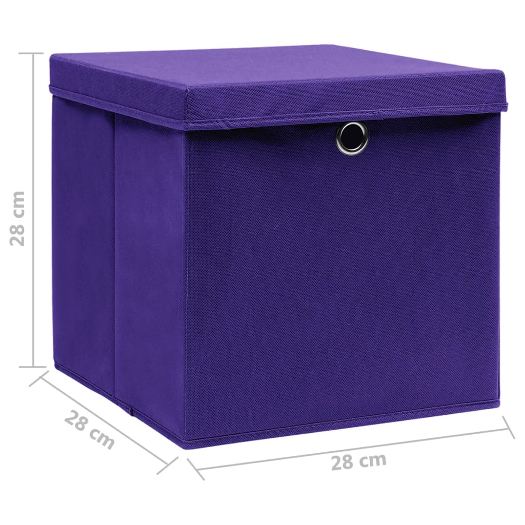 Berkfield Storage Boxes with Covers 10 pcs 28x28x28 cm Purple