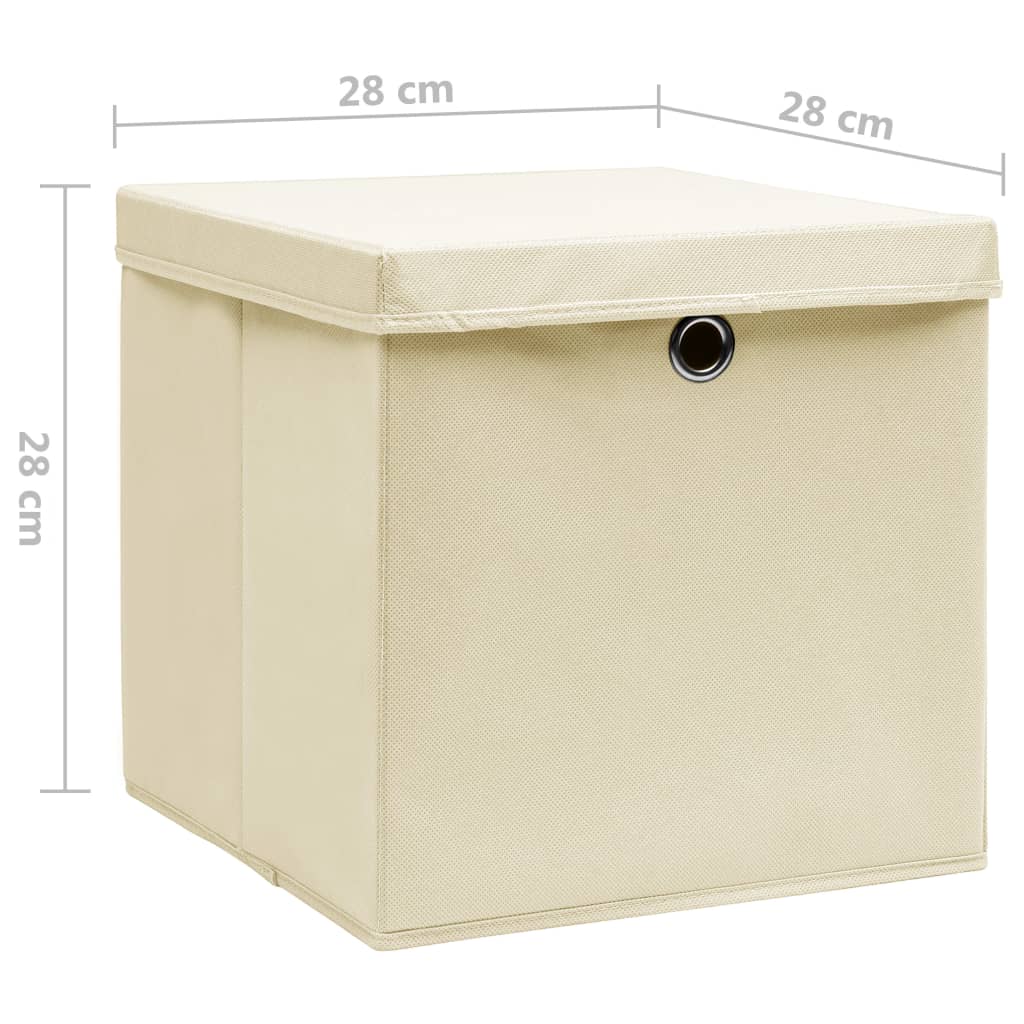 Berkfield Storage Boxes with Covers 4 pcs 28x28x28 cm Cream