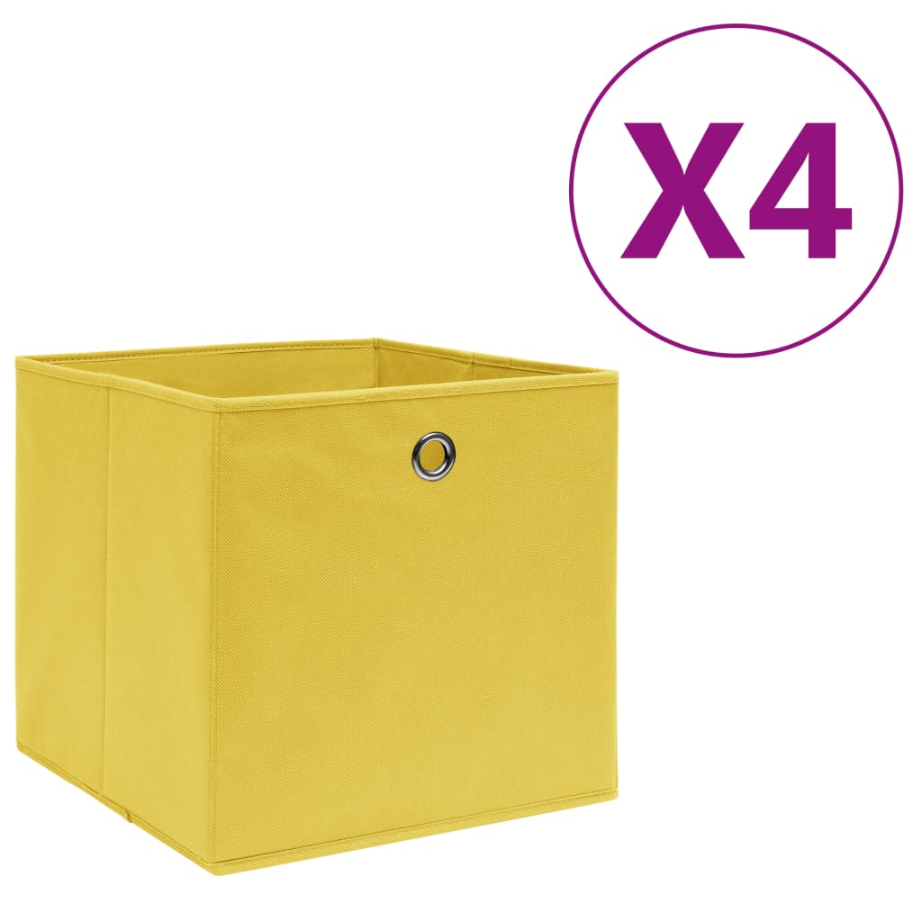 Berkfield Storage Boxes 4 pcs Non-woven Fabric 28x28x28 cm Yellow