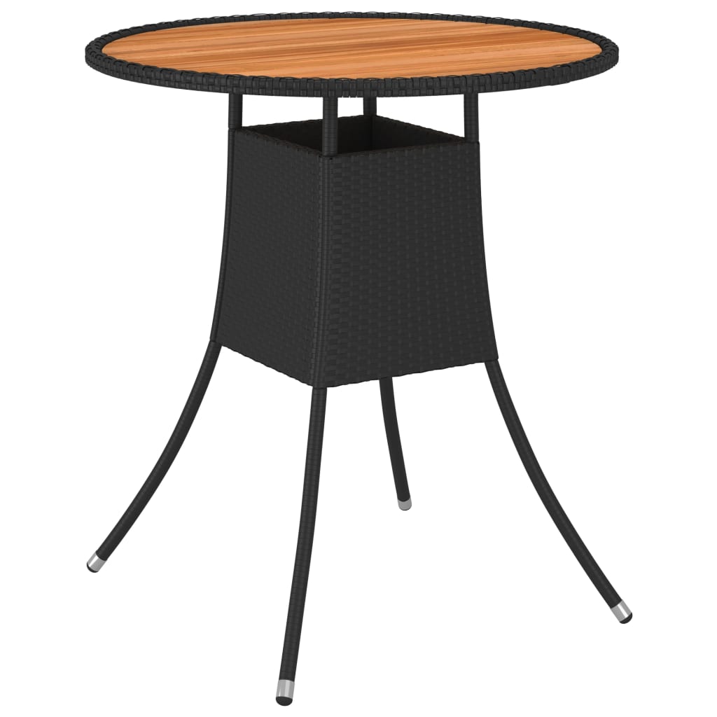 Berkfield Garden Dining Table Black �_�”�_ 70 cm Poly Rattan and Solid Acacia Wood