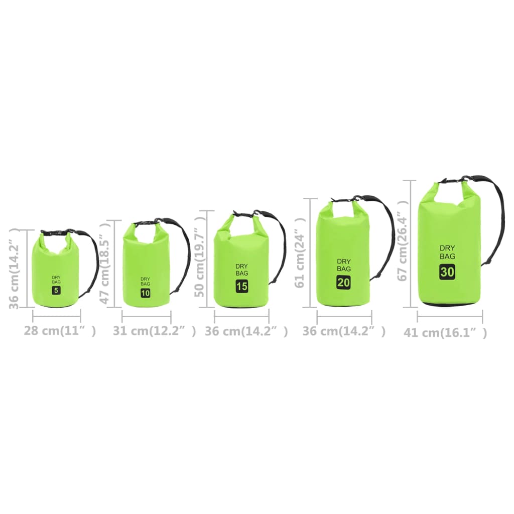 Berkfield Dry Bag Green 15 L PVC