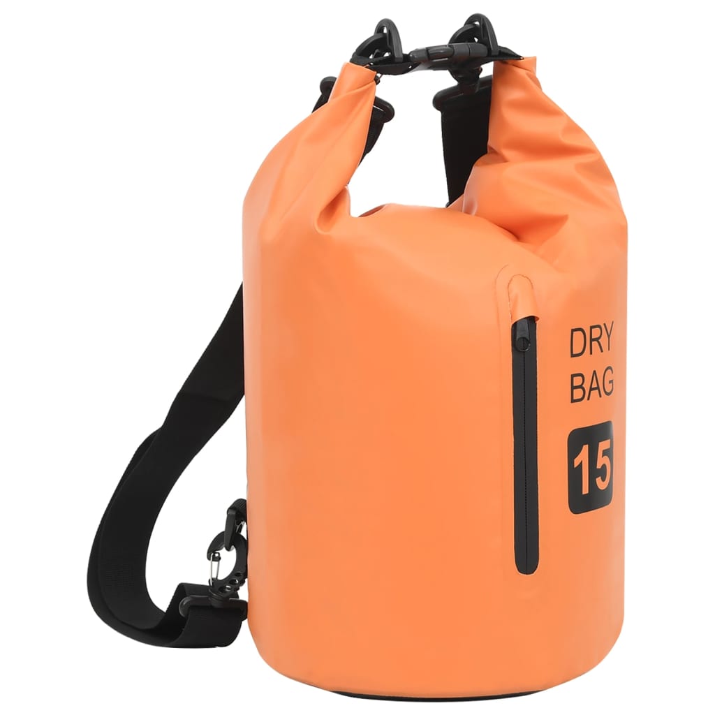 Berkfield Dry Bag with Zipper Orange 15 L PVC