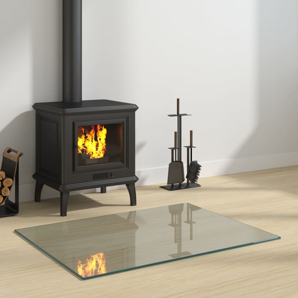 Berkfield Fireplace Glass Plate Rectangular 80x60 cm