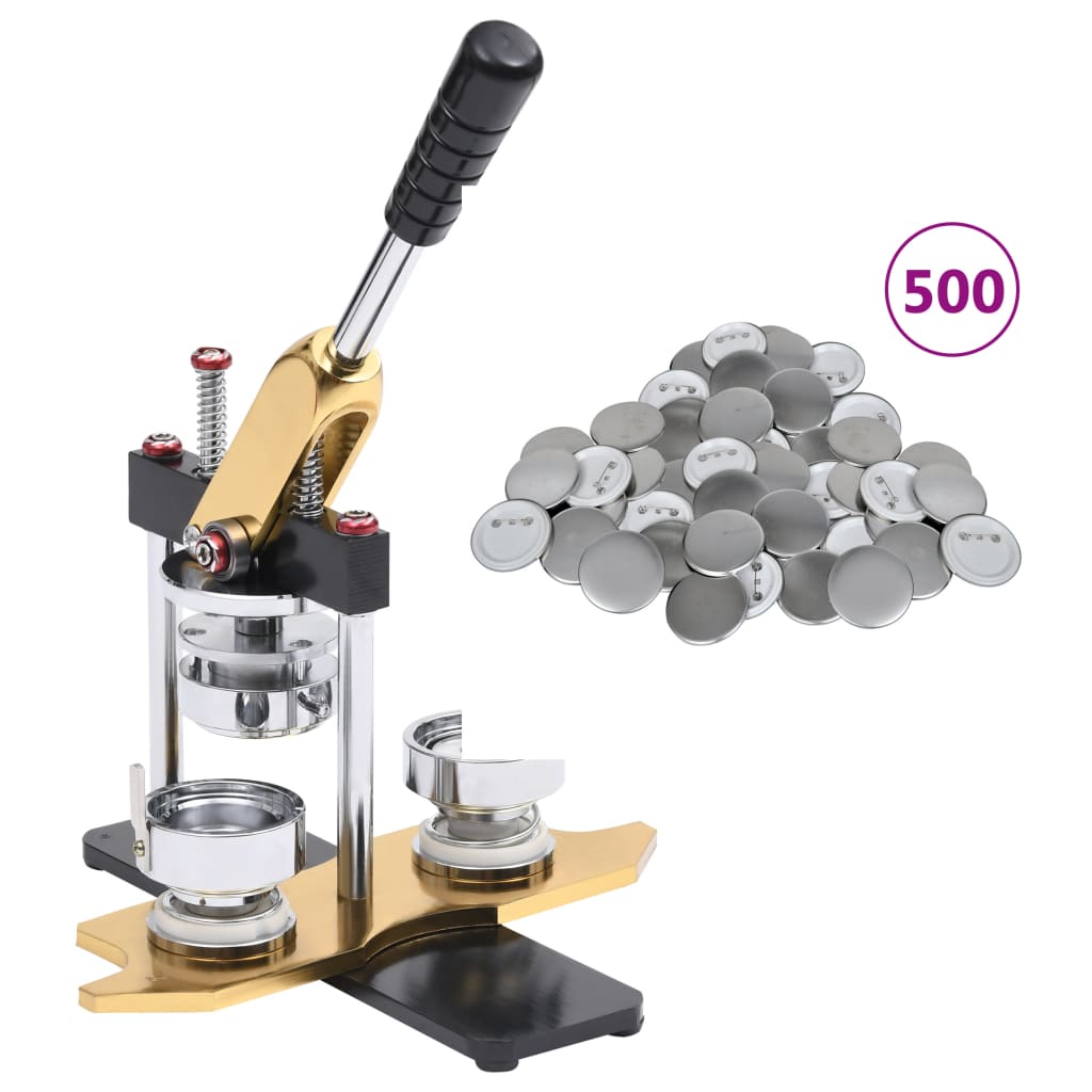 Berkfield Badge Maker with 500 pcs Pinback Button Parts 25mm Rotate Punch