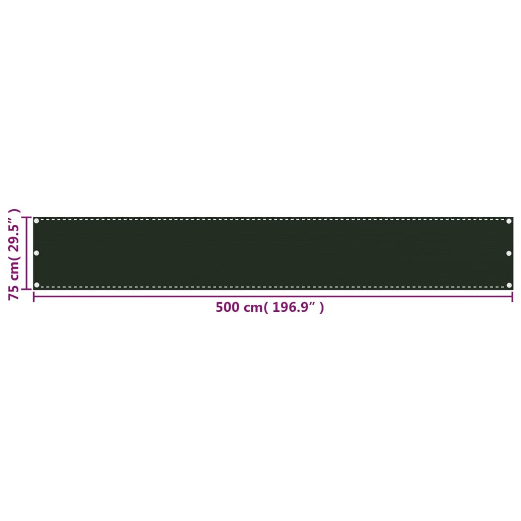 Berkfield Balcony Screen Dark Green 75x500 cm HDPE