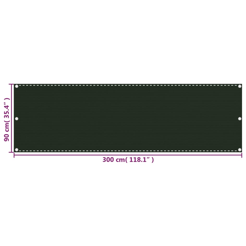 Berkfield Balcony Screen Dark Green 90x300 cm HDPE