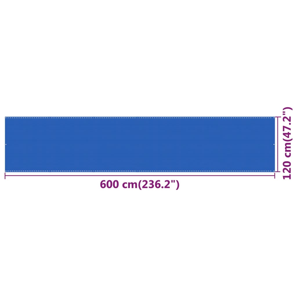 Berkfield Balcony Screen Blue 120x600 cm HDPE