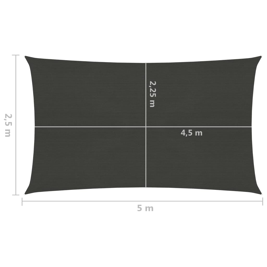 Berkfield Sunshade Sail 160 g/m�__ Anthracite 2.5x5 m HDPE