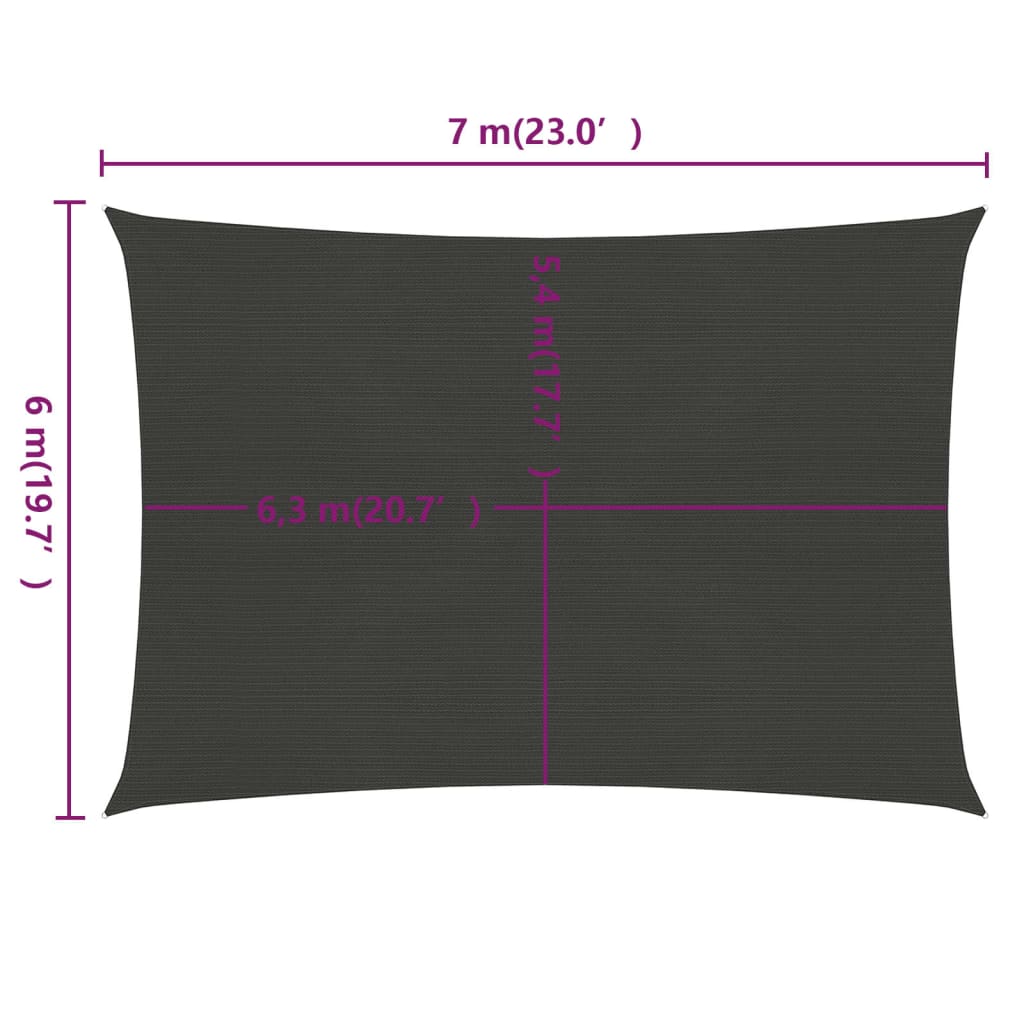 Berkfield Sunshade Sail 160 g/m�__ Anthracite 6x7 m HDPE