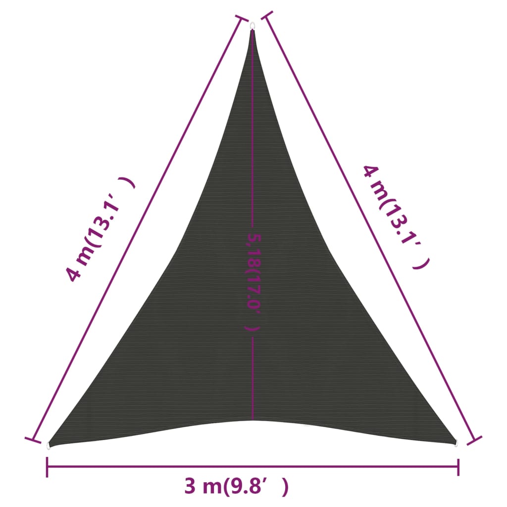 Berkfield Sunshade Sail 160 g/m�__ Anthracite 3x4x4 m HDPE