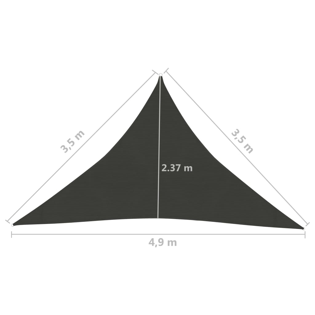 Berkfield Sunshade Sail 160 g/må_ Anthracite 3.5x3.5x4.9 m HDPE