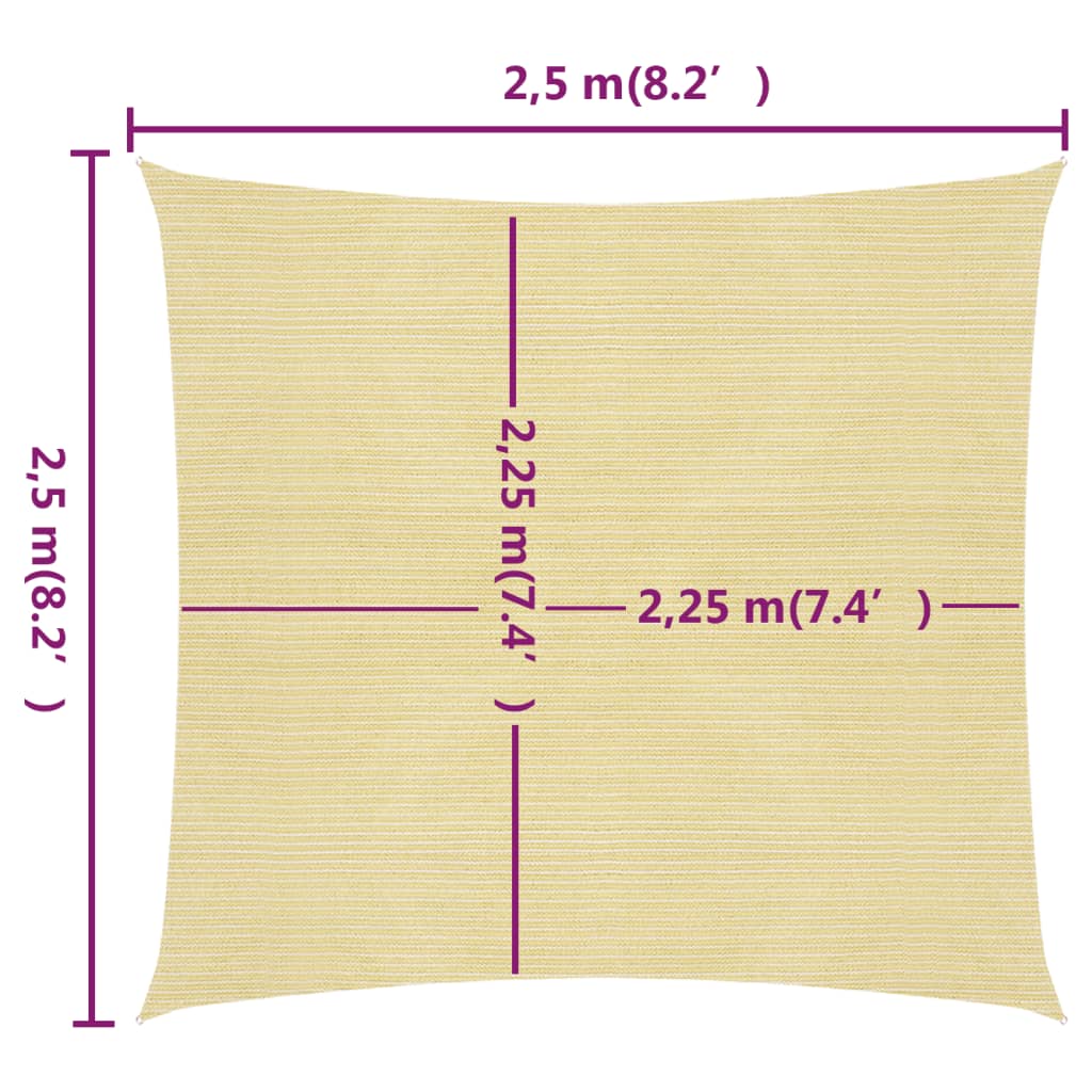 Berkfield Sunshade Sail 160 g/m�__ Beige 2.5x2.5 m HDPE