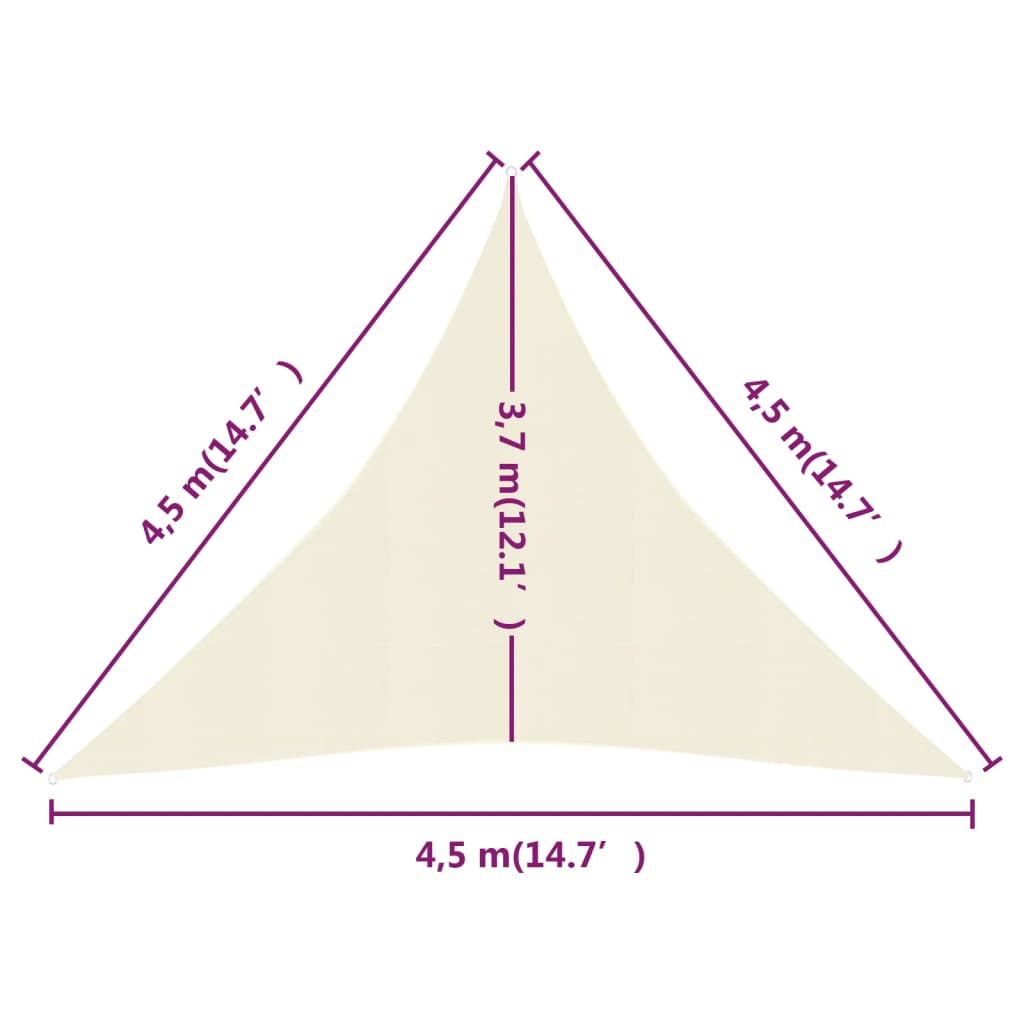 Berkfield Sunshade Sail 160 g/må_ Cream 4.5x4.5x4.5 m HDPE