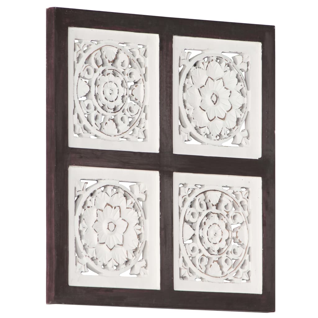 Berkfield Hand-Carved Wall Panel MDF 40x40x1.5 cm Brown and White