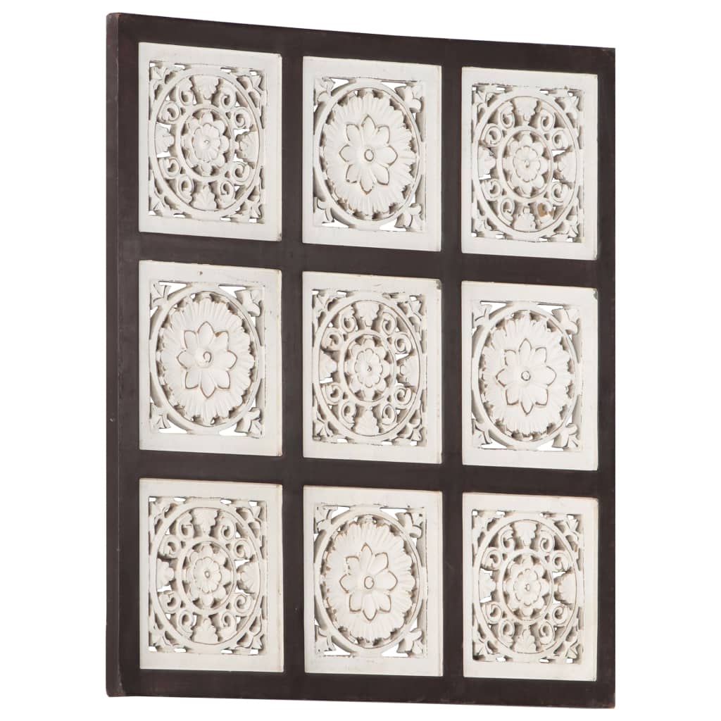 Berkfield Hand-Carved Wall Panel MDF 60x60x1.5 cm Brown and White