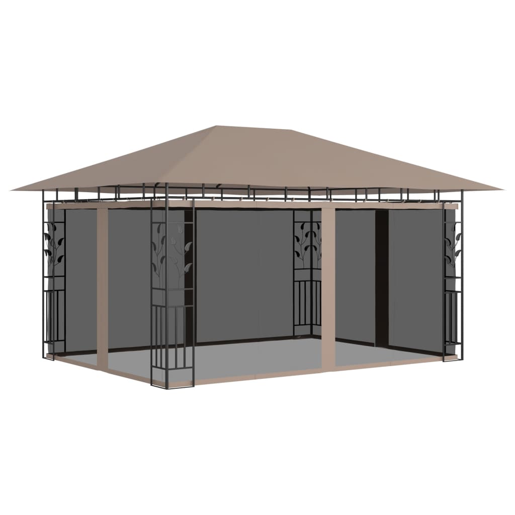 Berkfield Gazebo with Mosquito Net 4x3x2.73 m Taupe 180 g/m�__