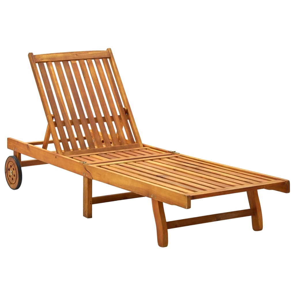 Berkfield Sun Lounger Solid Acacia Wood
