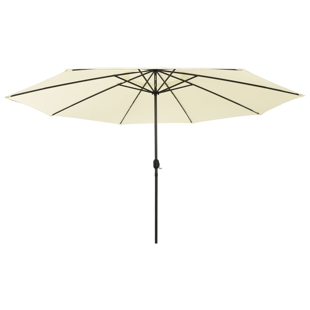 Berkfield Outdoor Parasol with LED Lights and Metal Pole 400 cm Sand