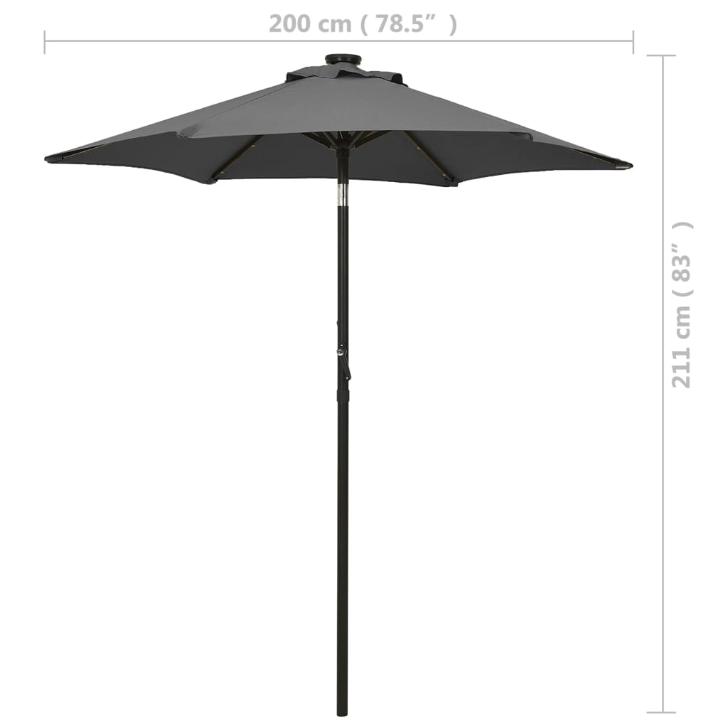 Berkfield Parasol with LED Lights Anthracite 200x211 cm Aluminium