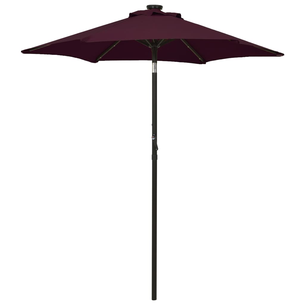 Berkfield Parasol with LED Lights Bordeaux Red 200x211 cm Aluminium