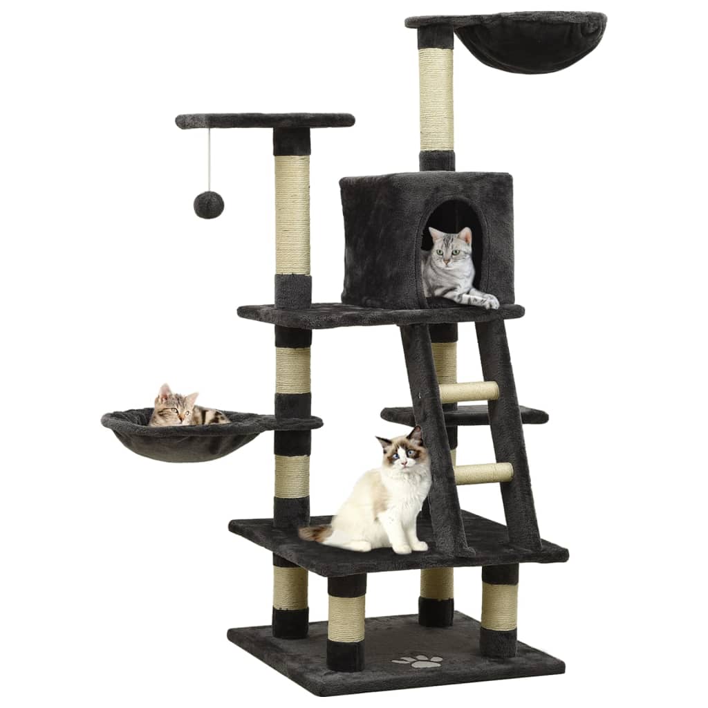 Berkfield Cat Tree with Sisal Scratching Posts Dark Grey 122 cm