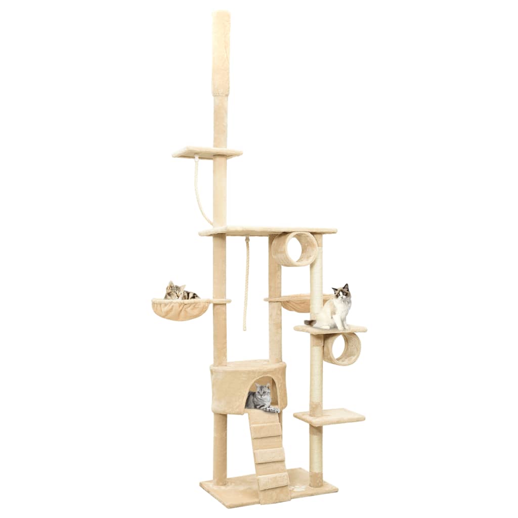 Berkfield Floor to Ceiling Cat Tree Beige 220-240 cm