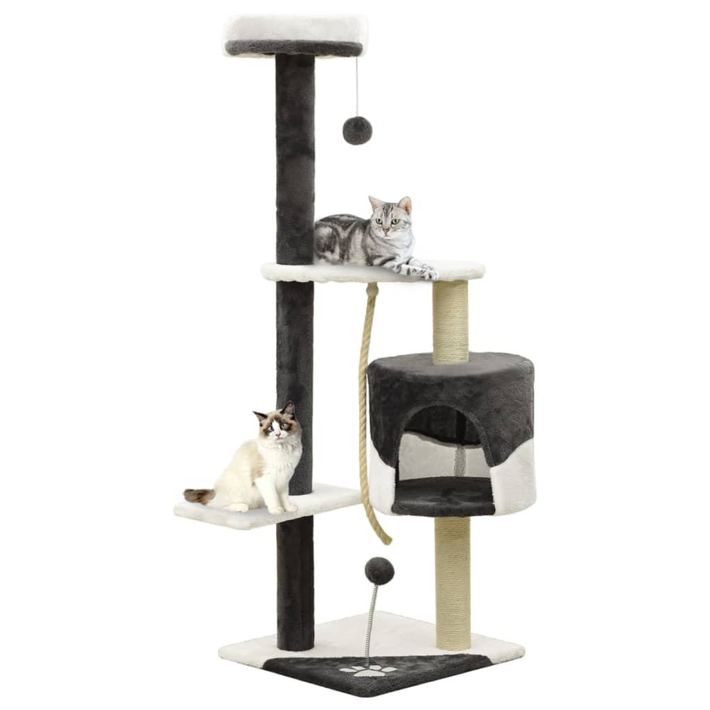 Berkfield Cat Tree with Sisal Scratching Posts Dark Grey and White 120 cm