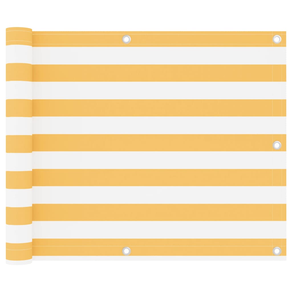 Berkfield Balcony Screen White and Yellow 75x300 cm Oxford Fabric