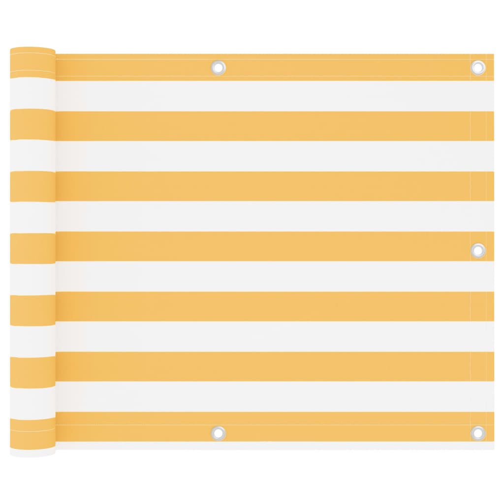 Berkfield Balcony Screen White and Yellow 75x600 cm Oxford Fabric