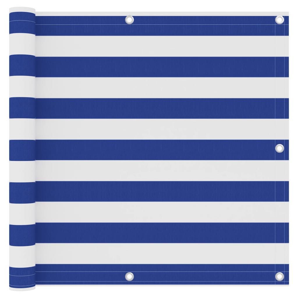 Berkfield Balcony Screen White and Blue 90x300 cm Oxford Fabric
