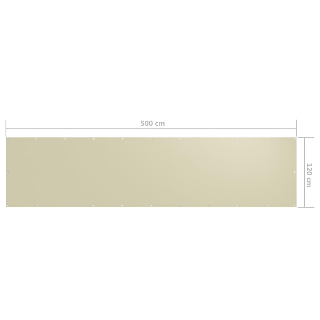 Berkfield Balcony Screen Cream 120x500 cm Oxford Fabric