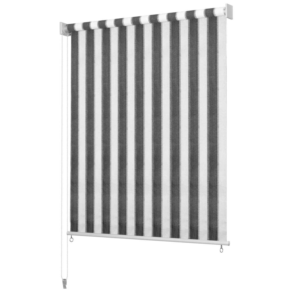 Berkfield Outdoor Roller Blind 120x140 cm Anthracite and White Stripe