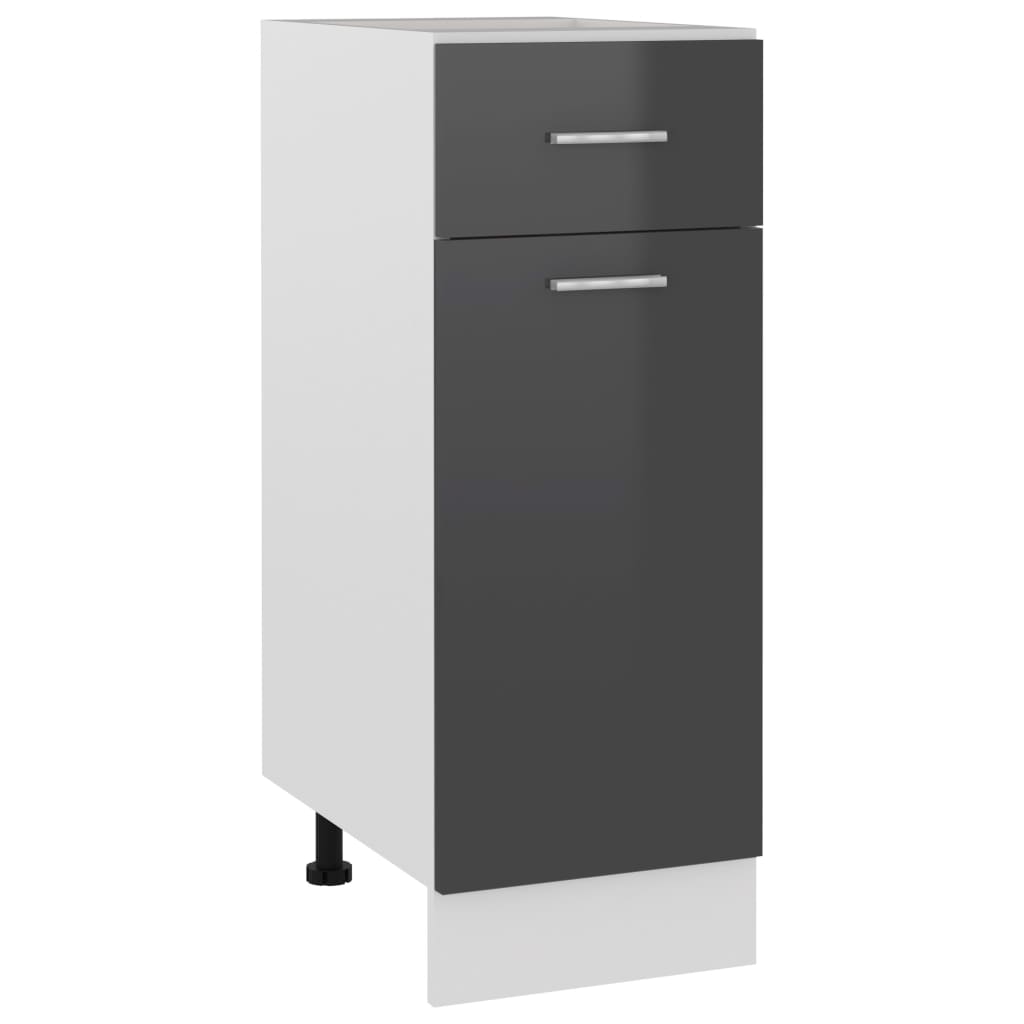 Berkfield Drawer Bottom Cabinet High Gloss Grey 30x46x81.5 cm Engineered Wood