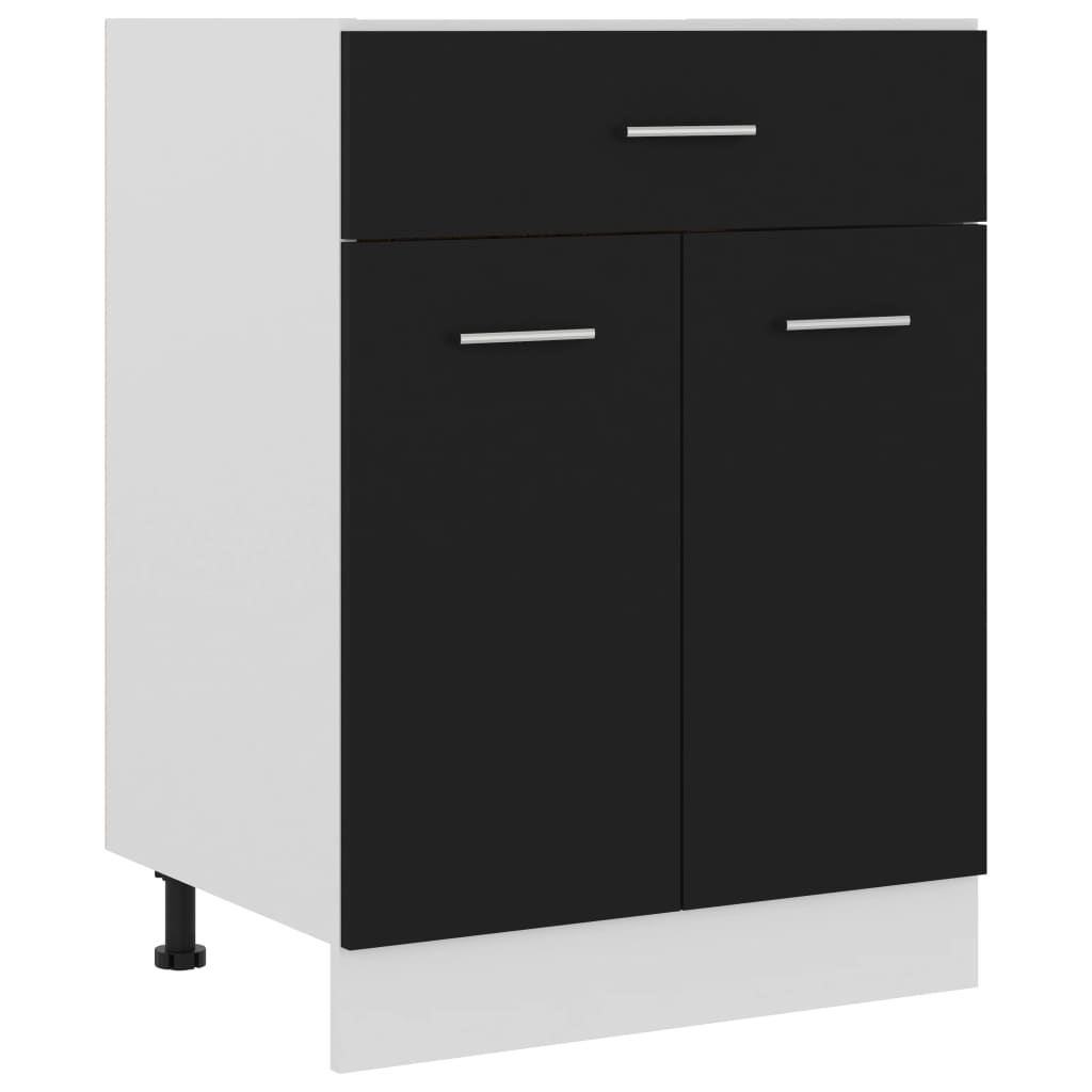 Berkfield Drawer Bottom Cabinet Black 60x46x81.5 cm Engineered Wood