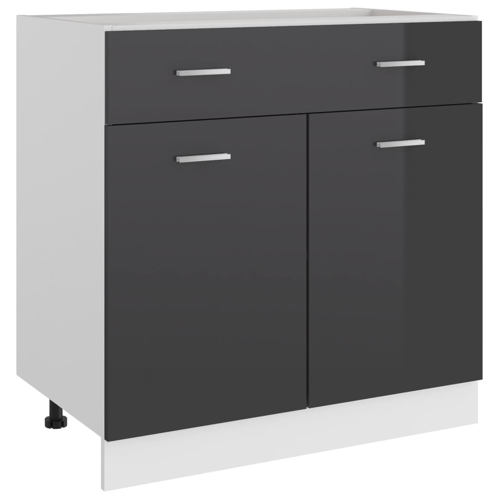 Berkfield Drawer Bottom Cabinet High Gloss Grey 80x46x81.5 cm Engineered Wood