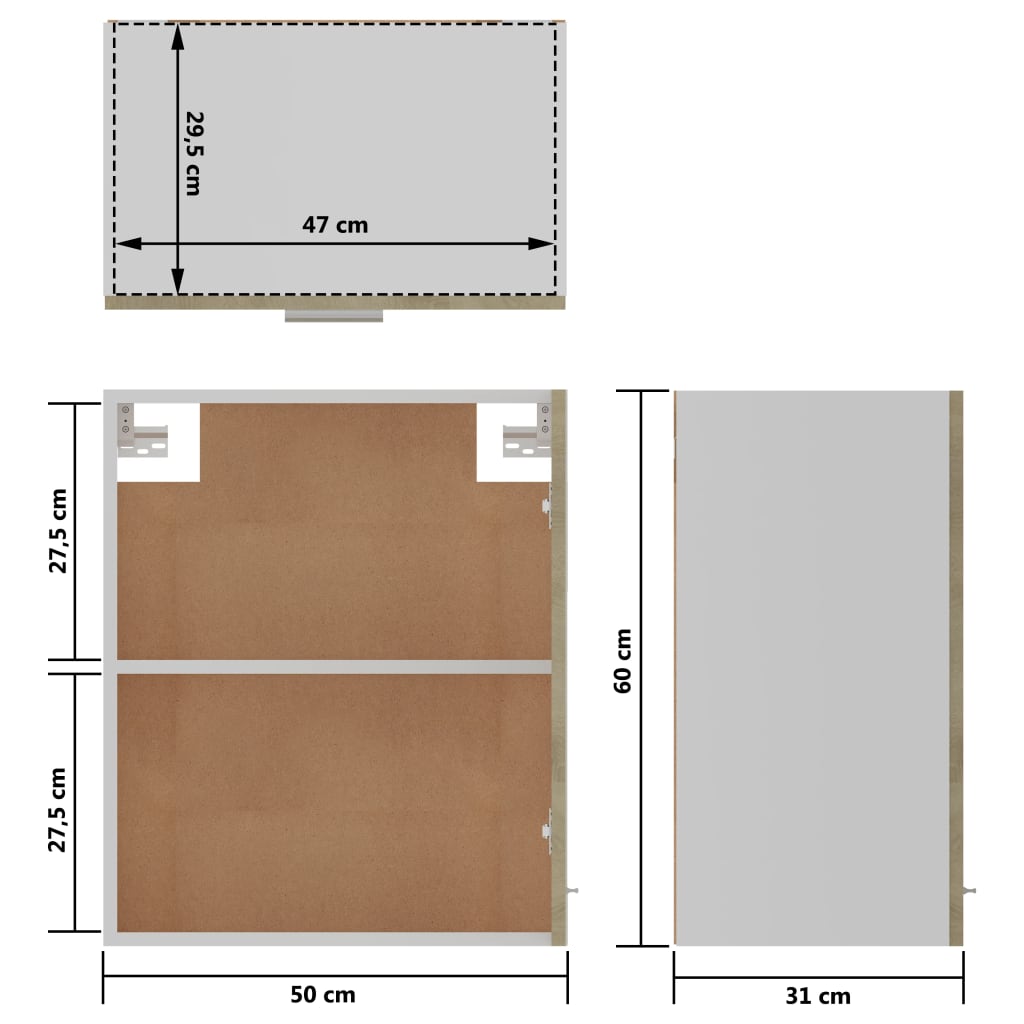 Berkfield Hanging Cabinet Sonoma Oak 50x31x60 cm Engineered Wood