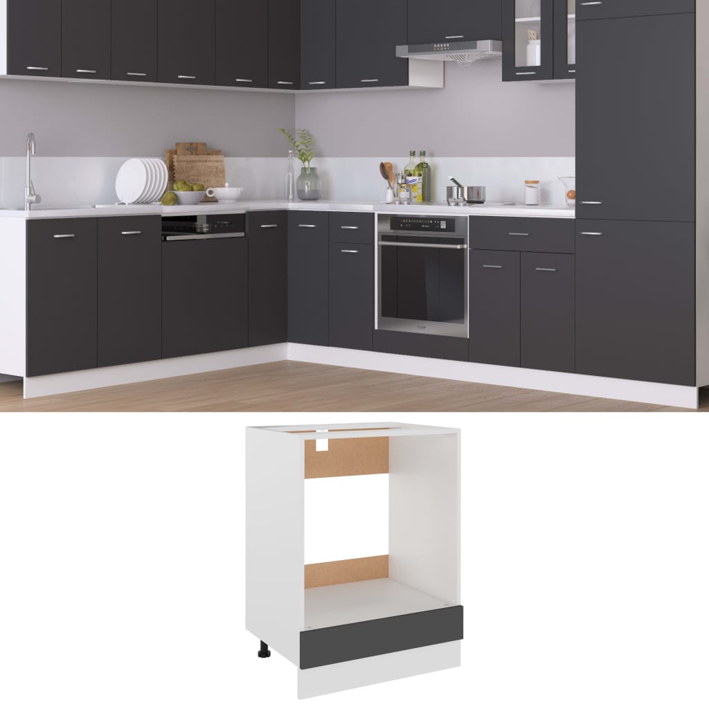 Berkfield Oven Cabinet Grey 60x46x81.5 cm Engineered Wood