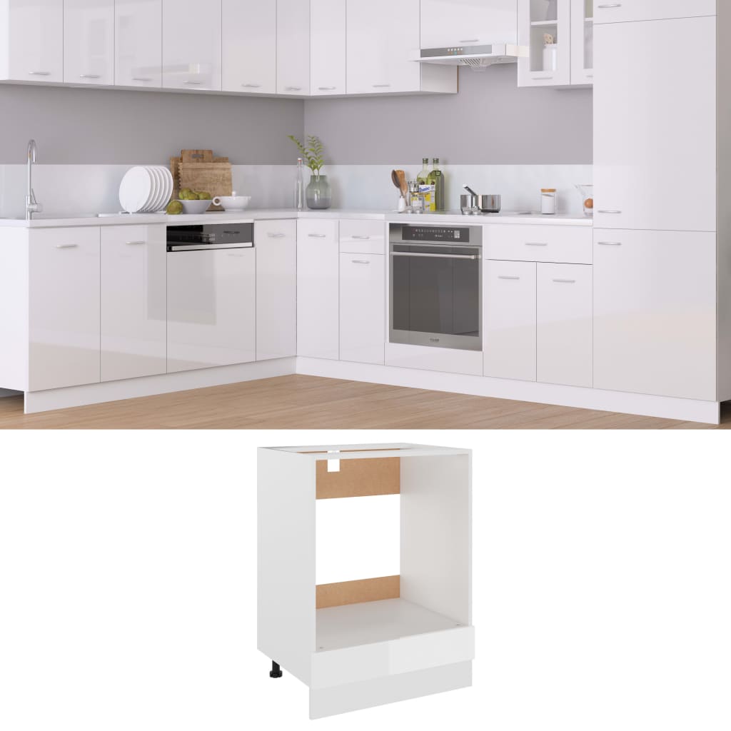 Berkfield Oven Cabinet High Gloss White 60x46x81.5 cm Engineered Wood