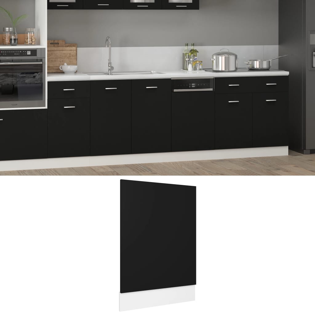 Berkfield Dishwasher Panel Black 45x3x67 cm Engineered Wood