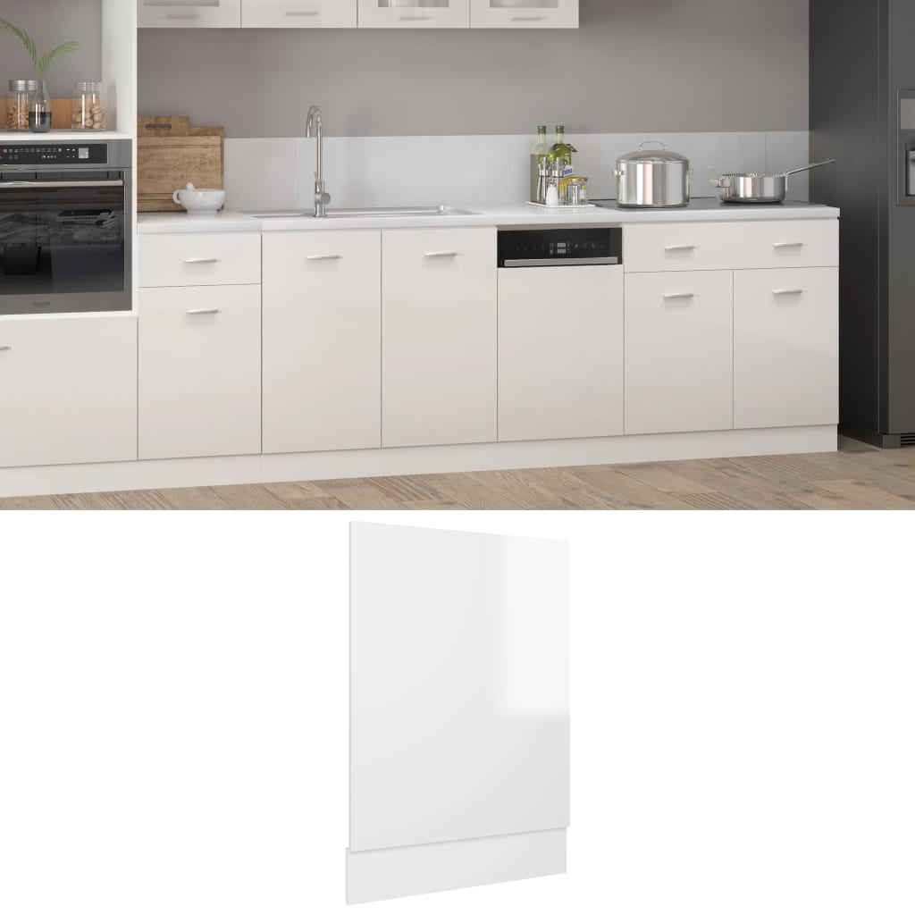 Berkfield Dishwasher Panel High Gloss White 45x3x67 cm Engineered Wood