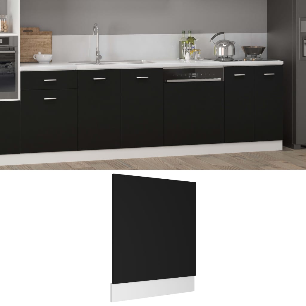 Berkfield Dishwasher Panel Black 59.5x3x67 cm Engineered Wood